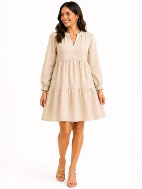 Cynthia Rowley  Tiered Linen Dress Size XL Graduation Spring Wedding Guest Dress